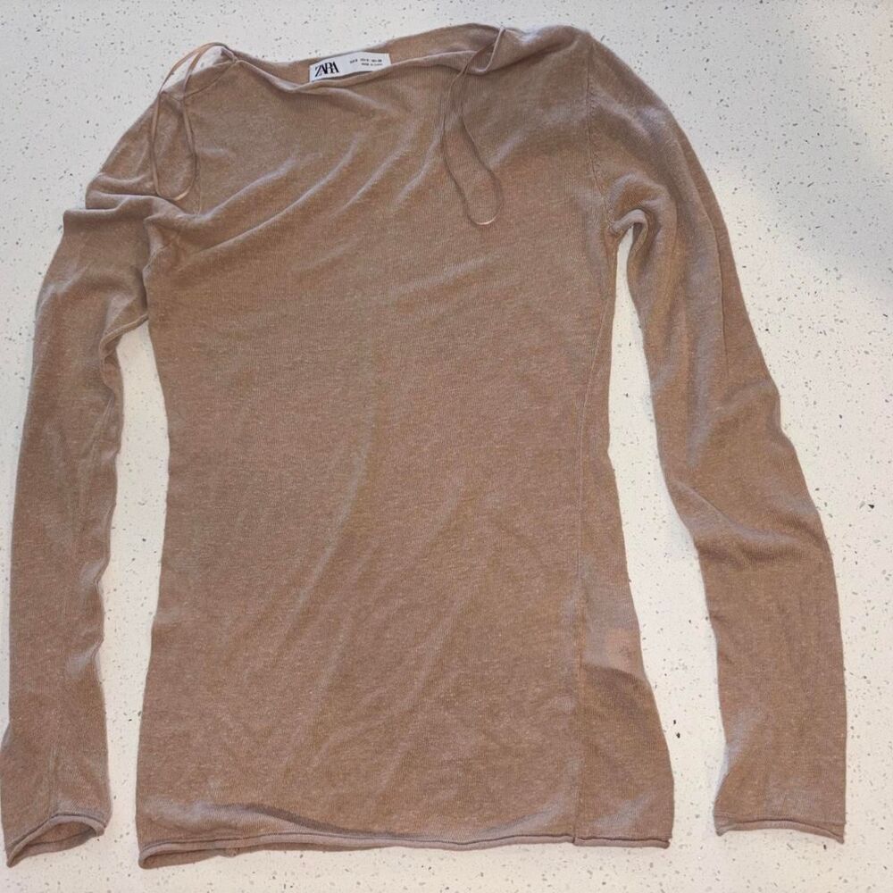 Zara Women's Tan and Brown Top